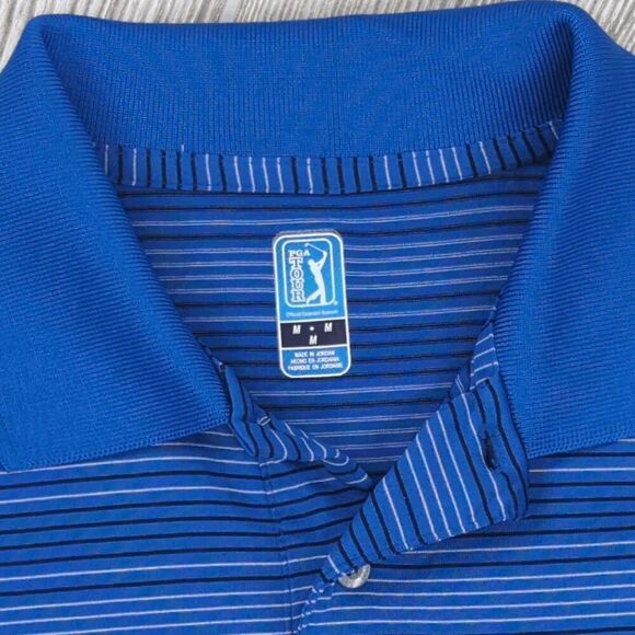 PGA Tour Men’s Medium Blue Golf Polo Short Sleeve Collared Shirt - Picture 7 of 8